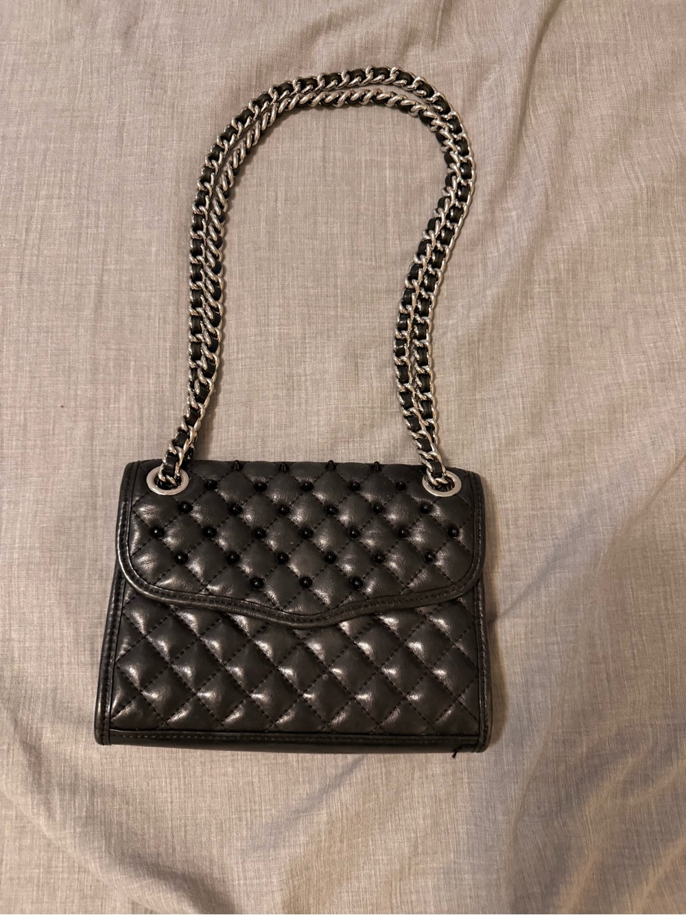 Rebecca Minkoff Black Quilted Affair Studded Leather Shoulder Bag